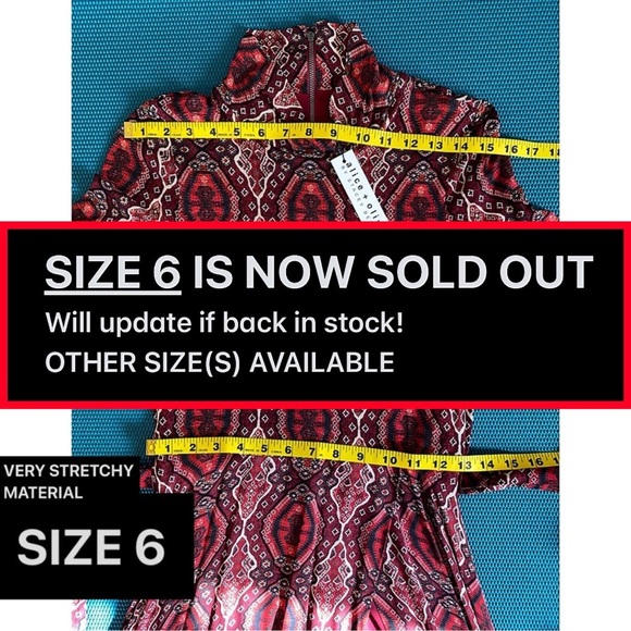 Alice + Olivia Clare Turtleneck Long Sleeve Midi Boho Burgundy Red Dress - Picture 11 of 16